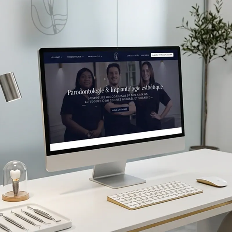Site internet du cabinet de parodontologie affiché sur un écran d'ordinateur